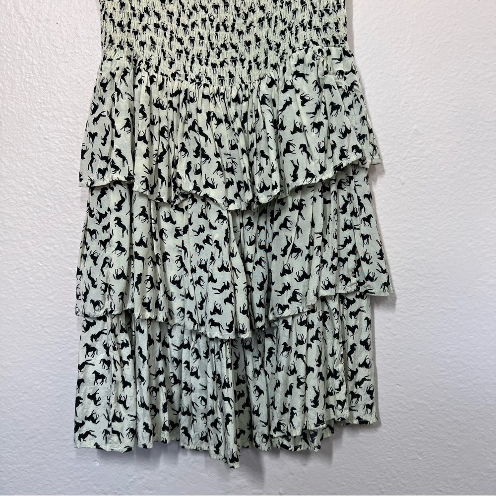 Dolls Kill Dolls Point Cream Horse Print Smocked Layered Mini Dress - Picture 9 of 11